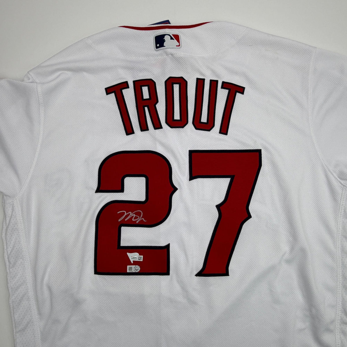 Autographed/Signed Mike Trout Los Angeles Anaheim Angels White Authentic Baseball Jersey Fanatics & MLB COA