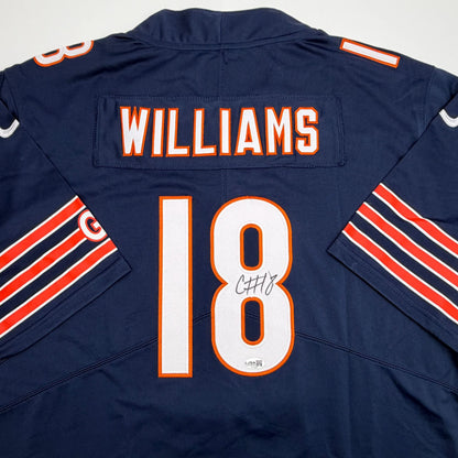 Autographed/Signed Caleb Williams Chicago Blue Football Jersey JSA COA