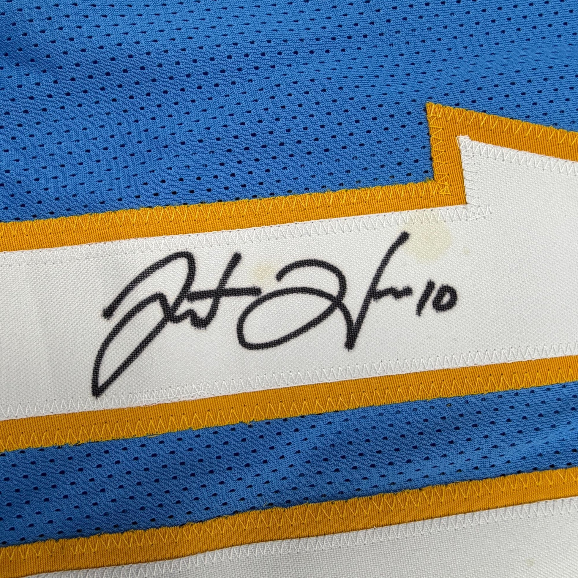 Autographed/Signed Justin Herbert Los Angeles San Diego Powder Blue Football Jersey Beckett BAS COA