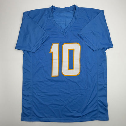 Autographed/Signed Justin Herbert Los Angeles San Diego Powder Blue Football Jersey Beckett BAS COA
