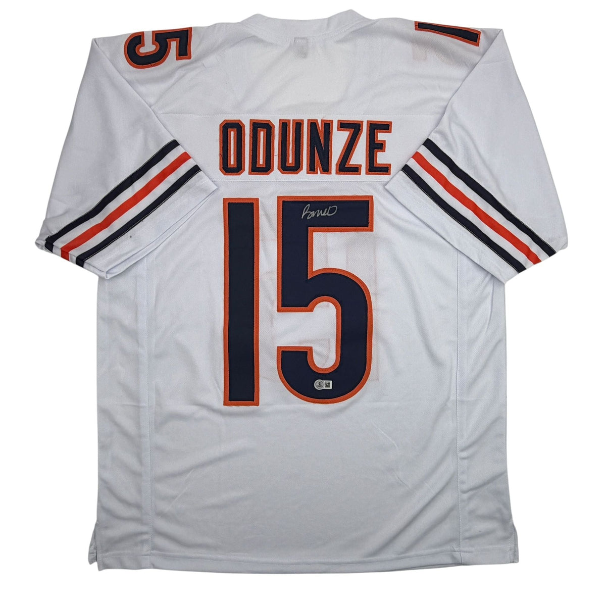 Autographed/Signed Rome Odunze Chicago White Football Jersey Beckett BAS COA
