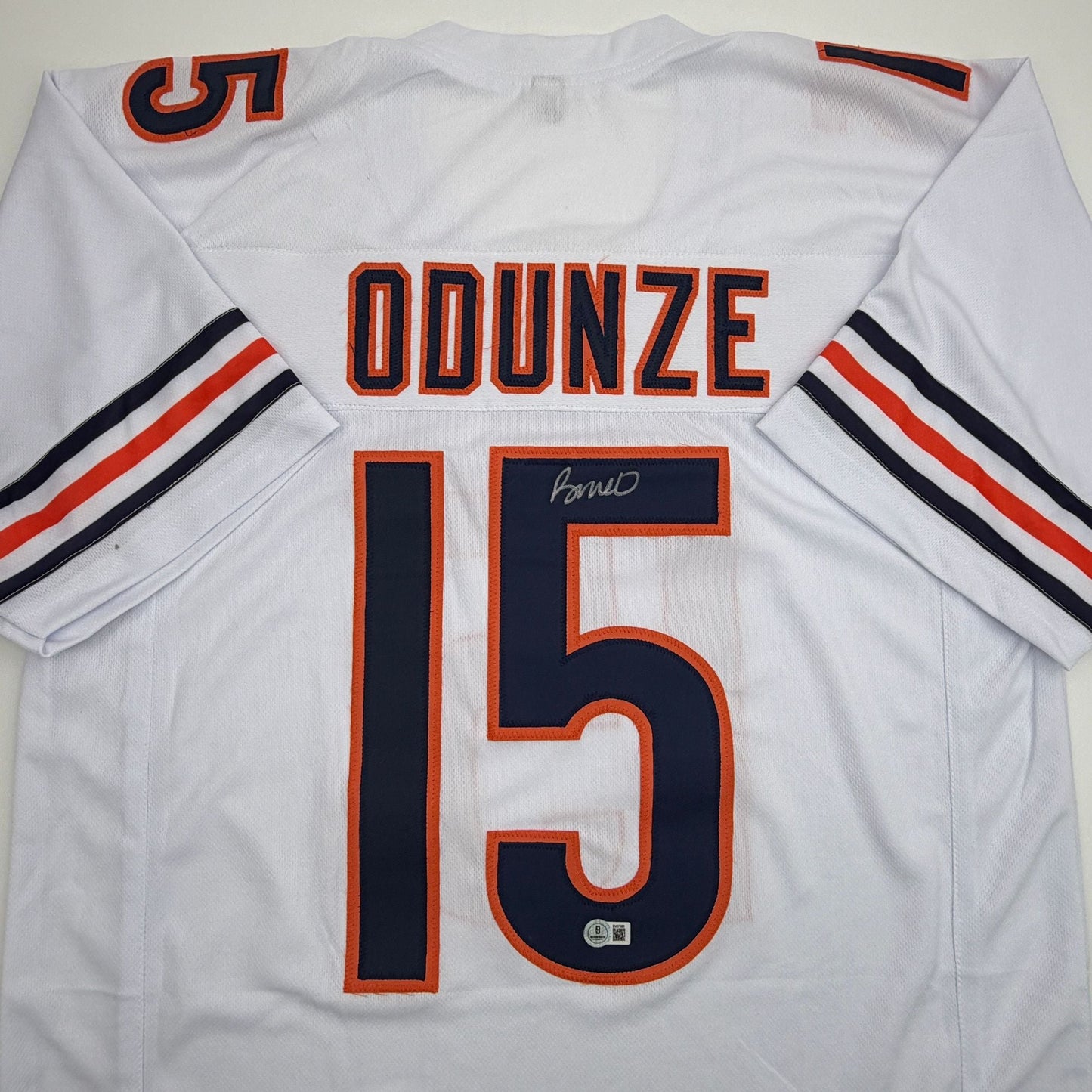 Autographed/Signed Rome Odunze Chicago White Football Jersey Beckett BAS COA