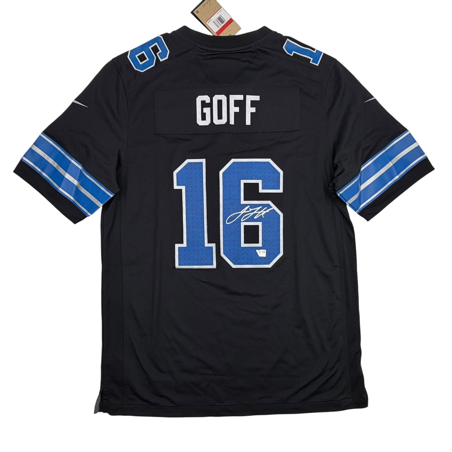 Autographed/Signed Jared Goff Detroit Lions Black Authentic Football Jersey Fanatics COA