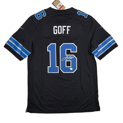 Autographed/Signed Jared Goff Detroit Lions Black Authentic Football Jersey Fanatics COA