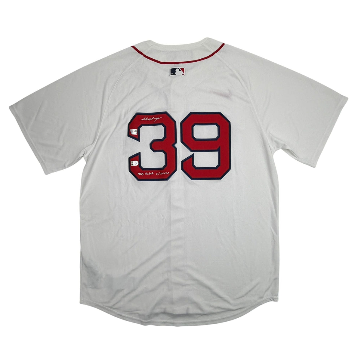 Autographed/Signed Marcelo Mayer MLB Debut Boston Red Sox White Authentic Baseball Jersey Fanatics & MLB COA