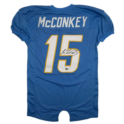 Autographed/Signed Ladd McConkey Los Angeles San Diego Powder Blue Football Jersey Beckett BAS COA