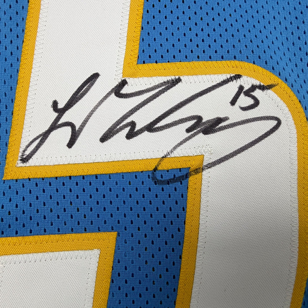 Autographed/Signed Ladd McConkey Los Angeles San Diego Powder Blue Football Jersey Beckett BAS COA