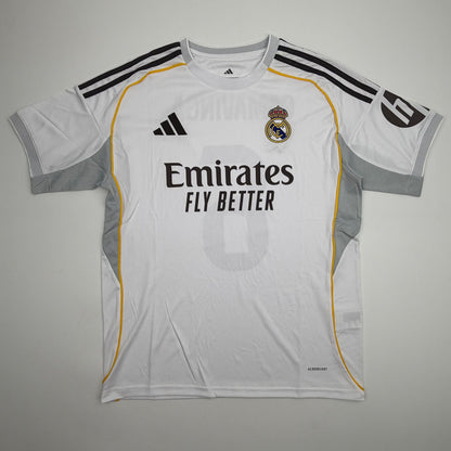 Autographed/Signed Eduardo Camavinga Real Madrid White Soccer Futbol Jersey Beckett BAS COA