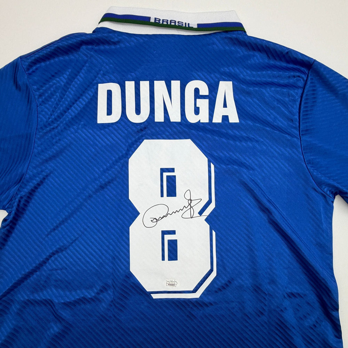 Autographed/Signed Carlos Dunga Brazil Blue Soccer Futbol Jersey Beckett BAS COA