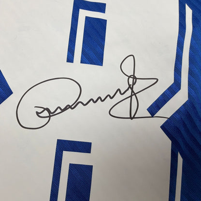 Autographed/Signed Carlos Dunga Brazil Blue Soccer Futbol Jersey Beckett BAS COA