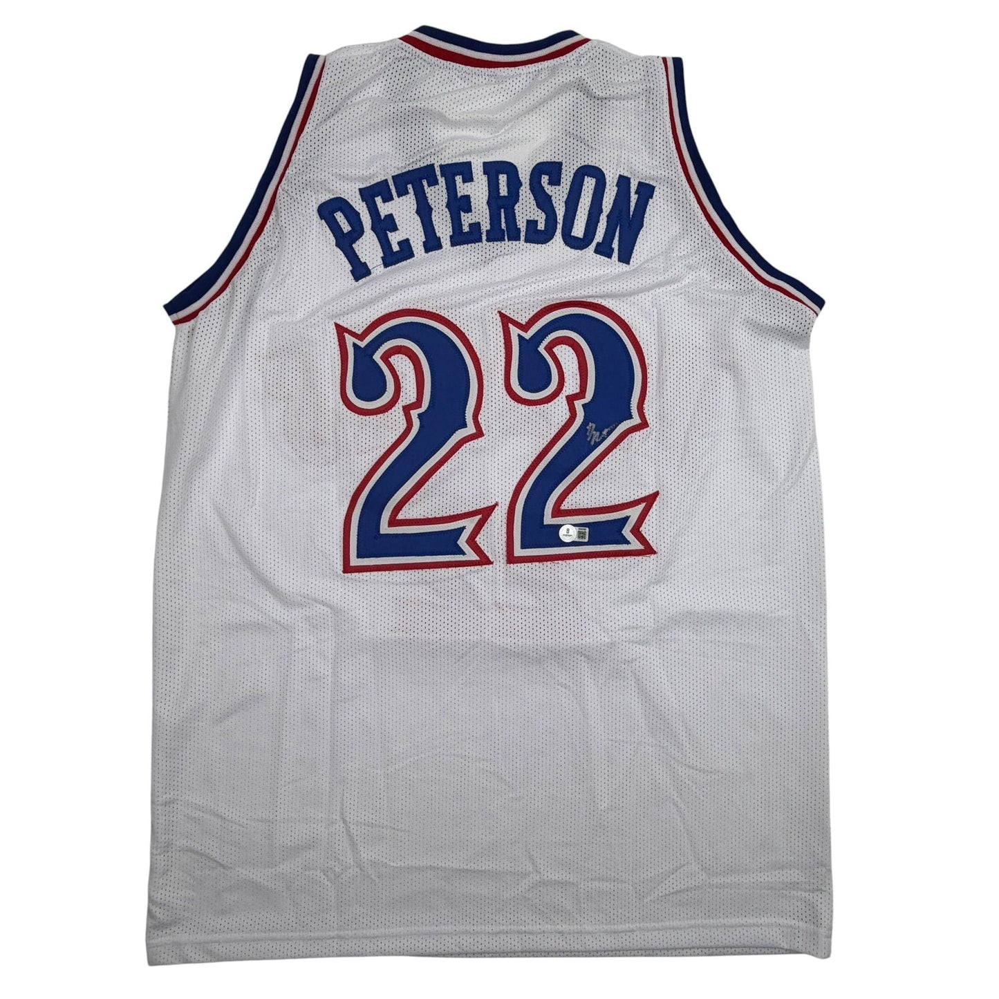 Autographed/Signed Darryn Peterson Kansas White College Basketball Jersey Beckett BAS COA