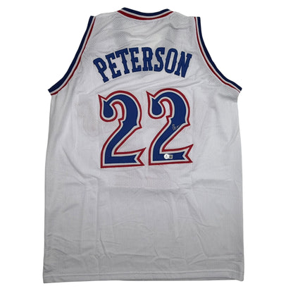 Autographed/Signed Darryn Peterson Kansas White College Basketball Jersey Beckett BAS COA