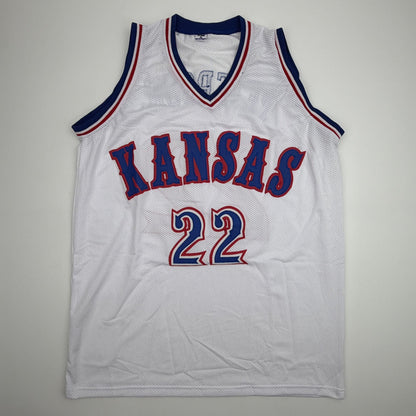 Autographed/Signed Darryn Peterson Kansas White College Basketball Jersey Beckett BAS COA