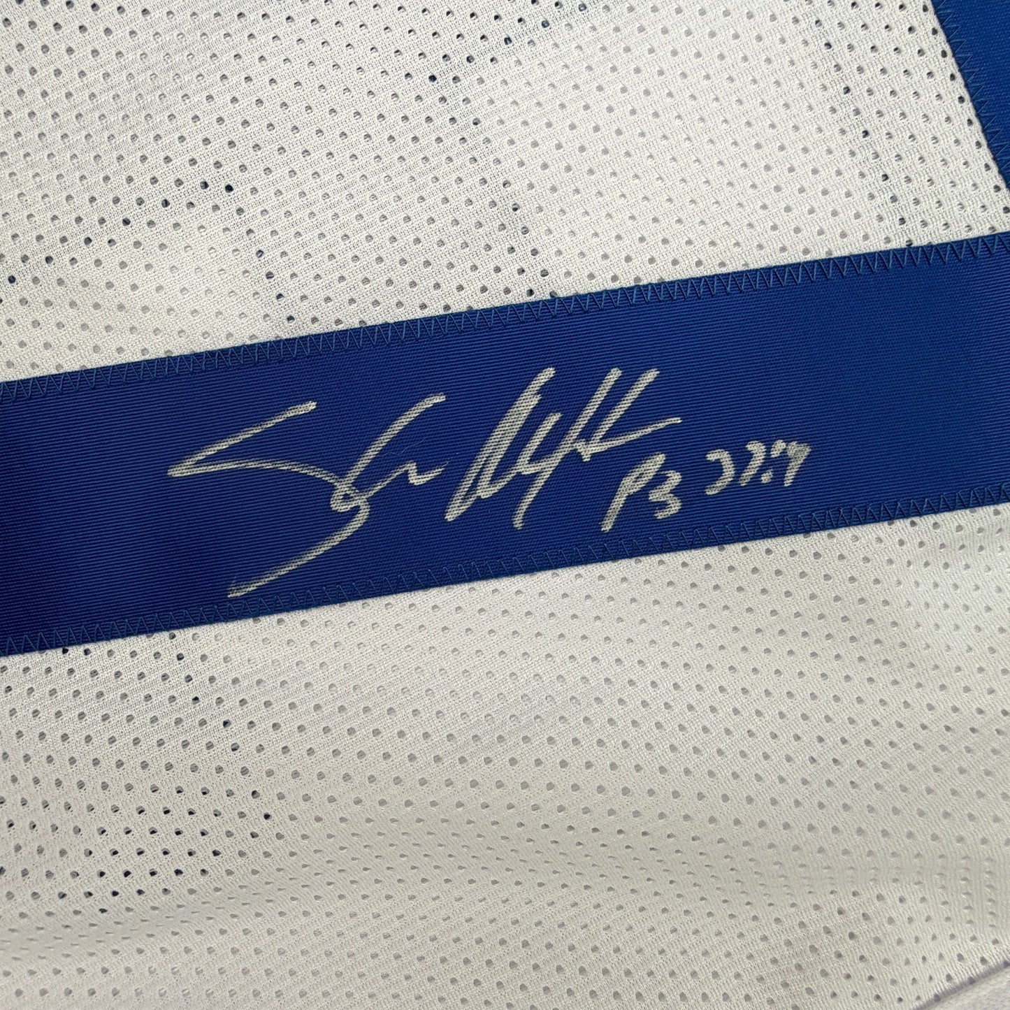 Autographed/Signed Shaun Alexander Seattle White Football Jersey Beckett BAS COA