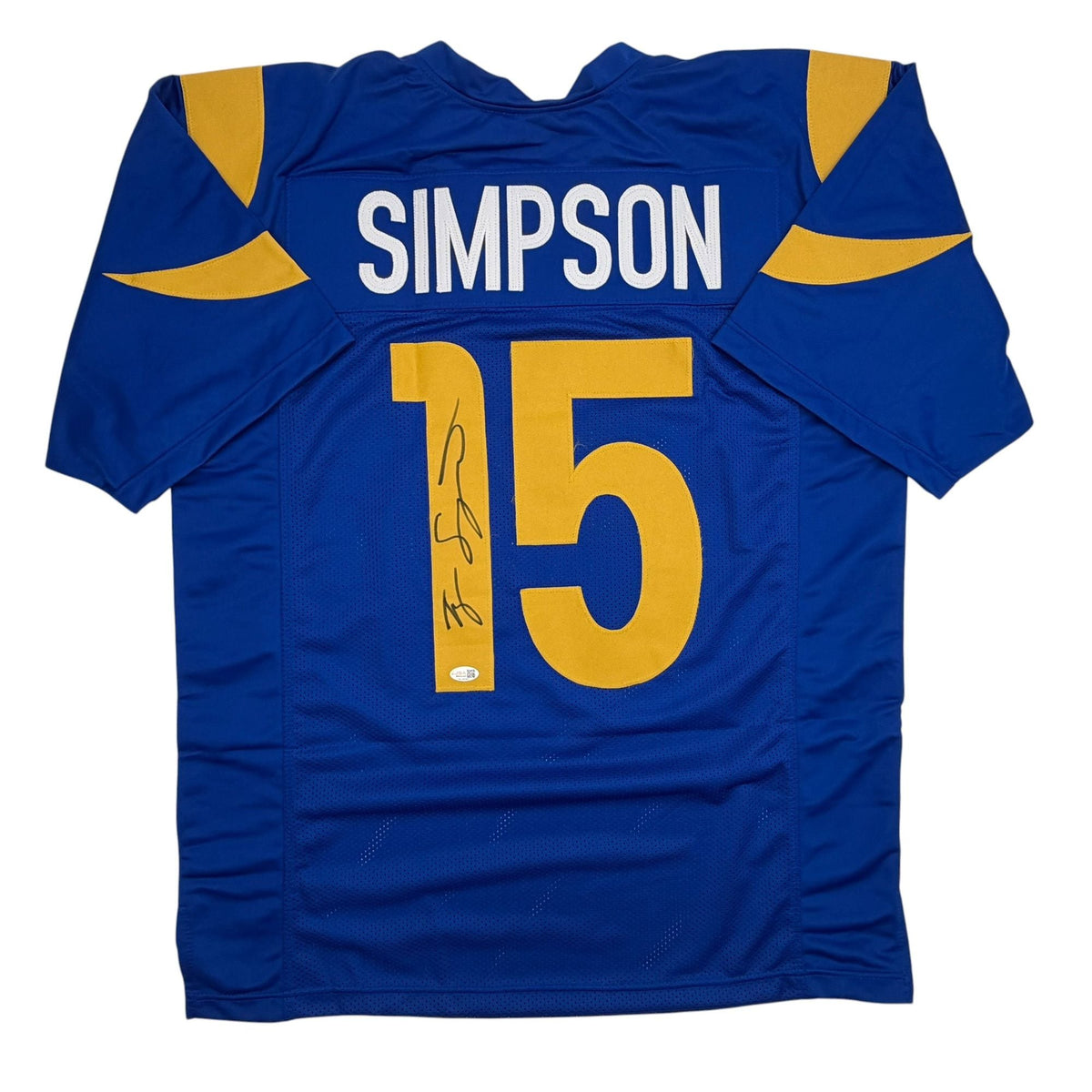 Autographed/Signed Ty Simpson Los Angeles LA Blue Football Jersey JSA COA