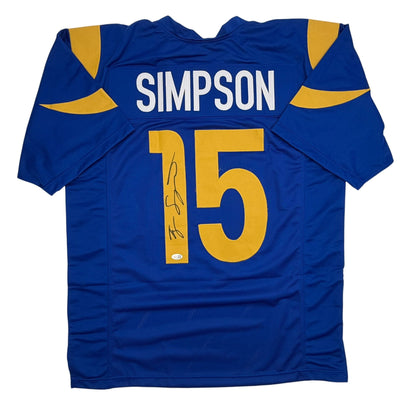Autographed/Signed Ty Simpson Los Angeles LA Blue Football Jersey JSA COA