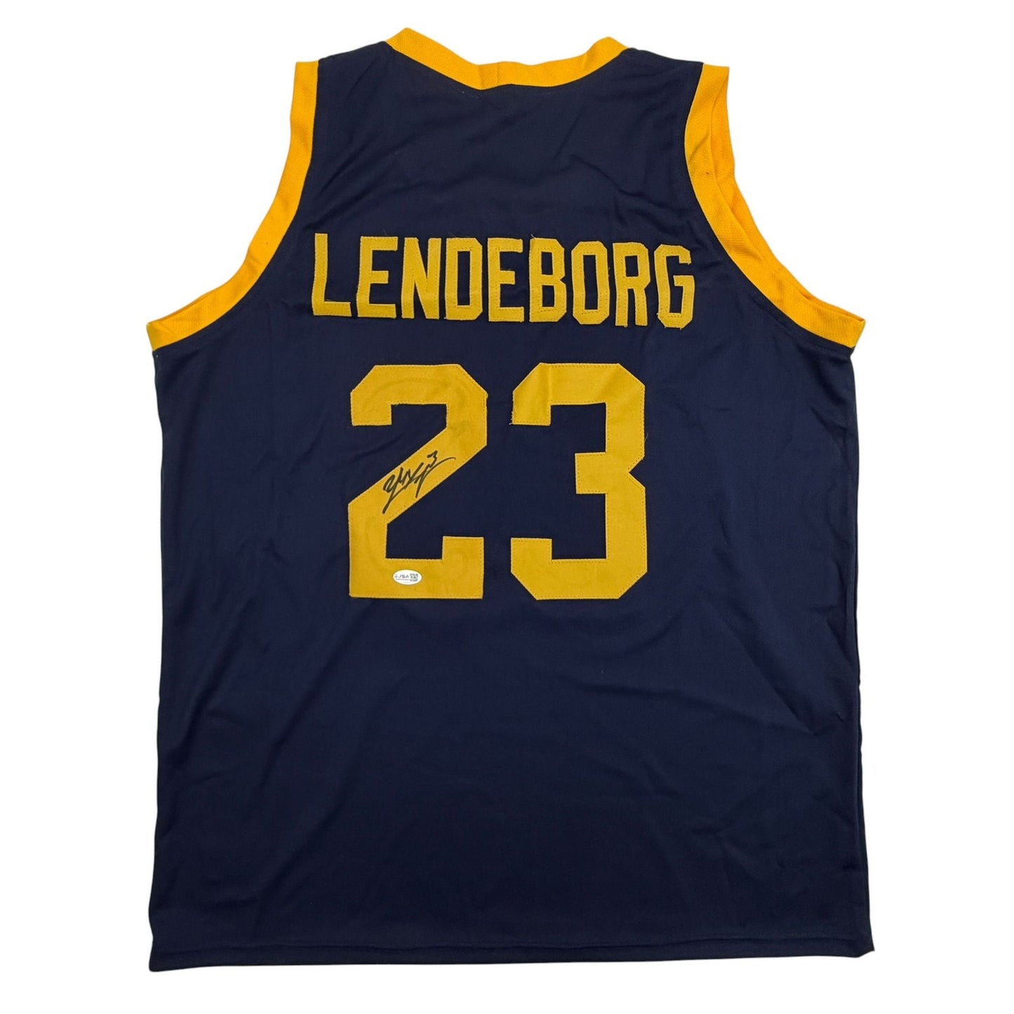 Autographed/Signed Yaxel Lendeborg Michigan Blue College Basketball Jersey JSA COA
