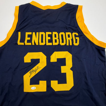 Autographed/Signed Yaxel Lendeborg Michigan Blue College Basketball Jersey JSA COA