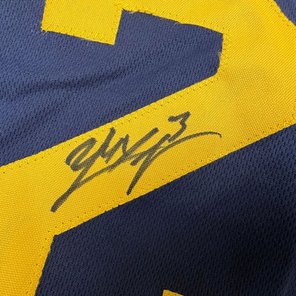 Autographed/Signed Yaxel Lendeborg Michigan Blue College Basketball Jersey JSA COA