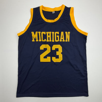 Autographed/Signed Yaxel Lendeborg Michigan Blue College Basketball Jersey JSA COA