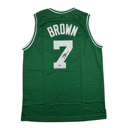 Autographed/Signed Jaylen Brown Boston Green Basketball Jersey Beckett BAS COA