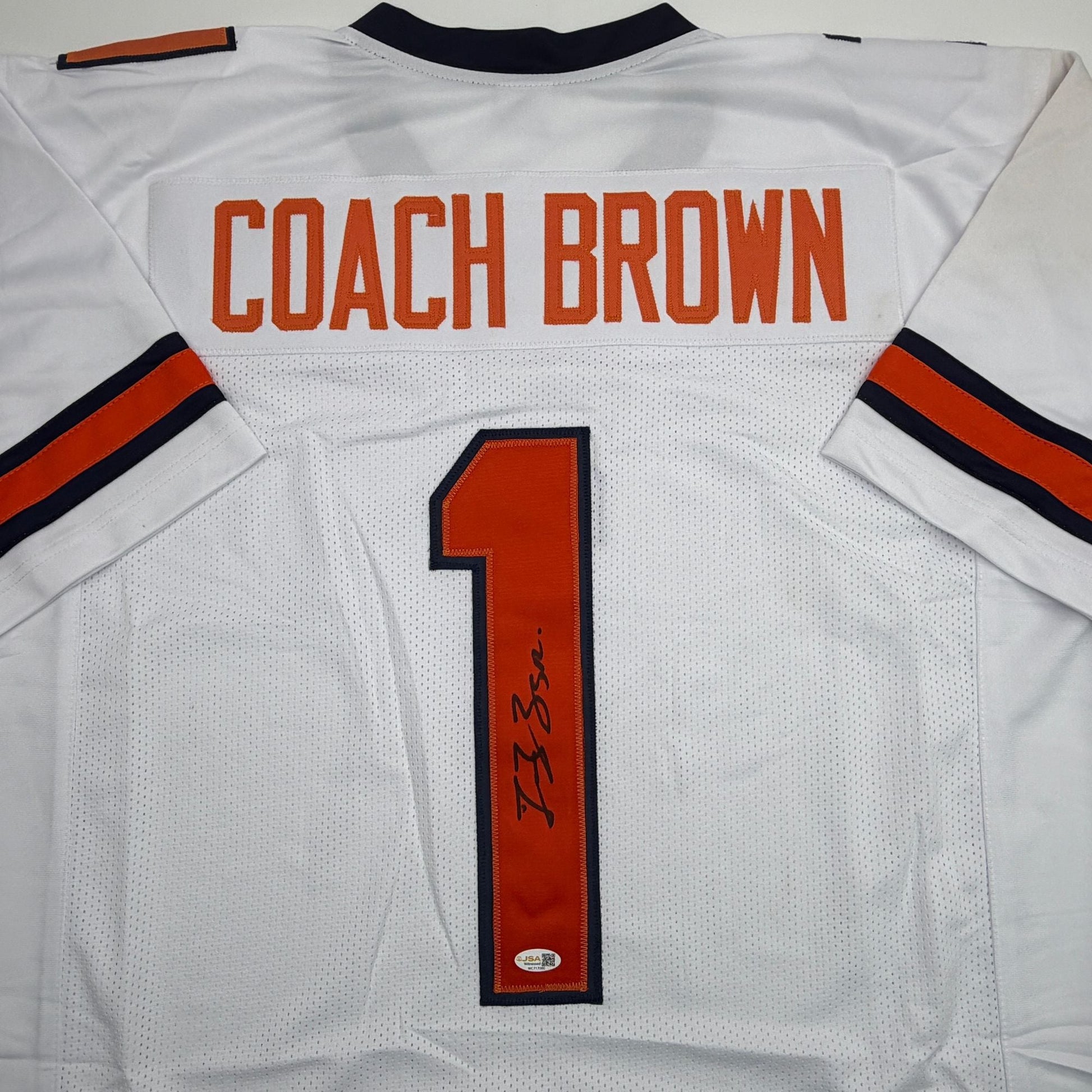 Autographed/Signed Coach Fran Brown Syracuse White College Football Jersey JSA COA