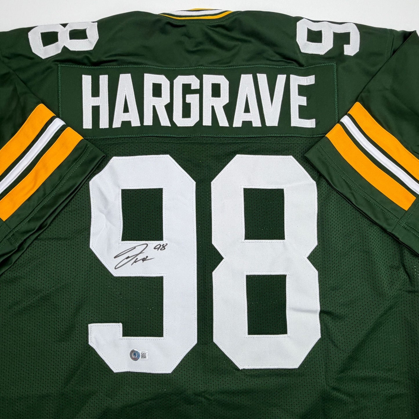 Autographed/Signed Javon Hargrave Green Bay Green Football Jersey Beckett BAS COA