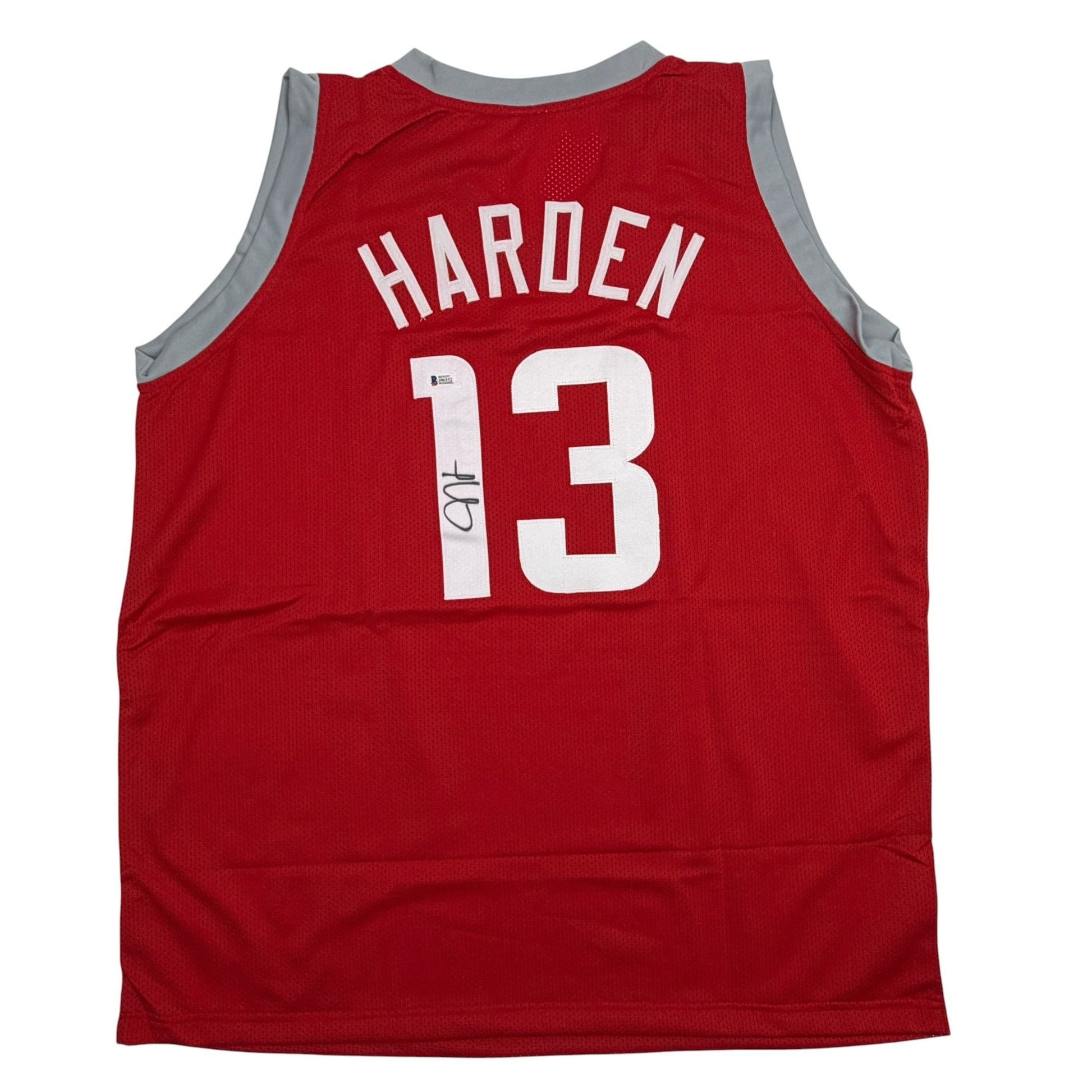 Autographed/Signed James Harden Houston Red Basketball Jersey Beckett BAS COA