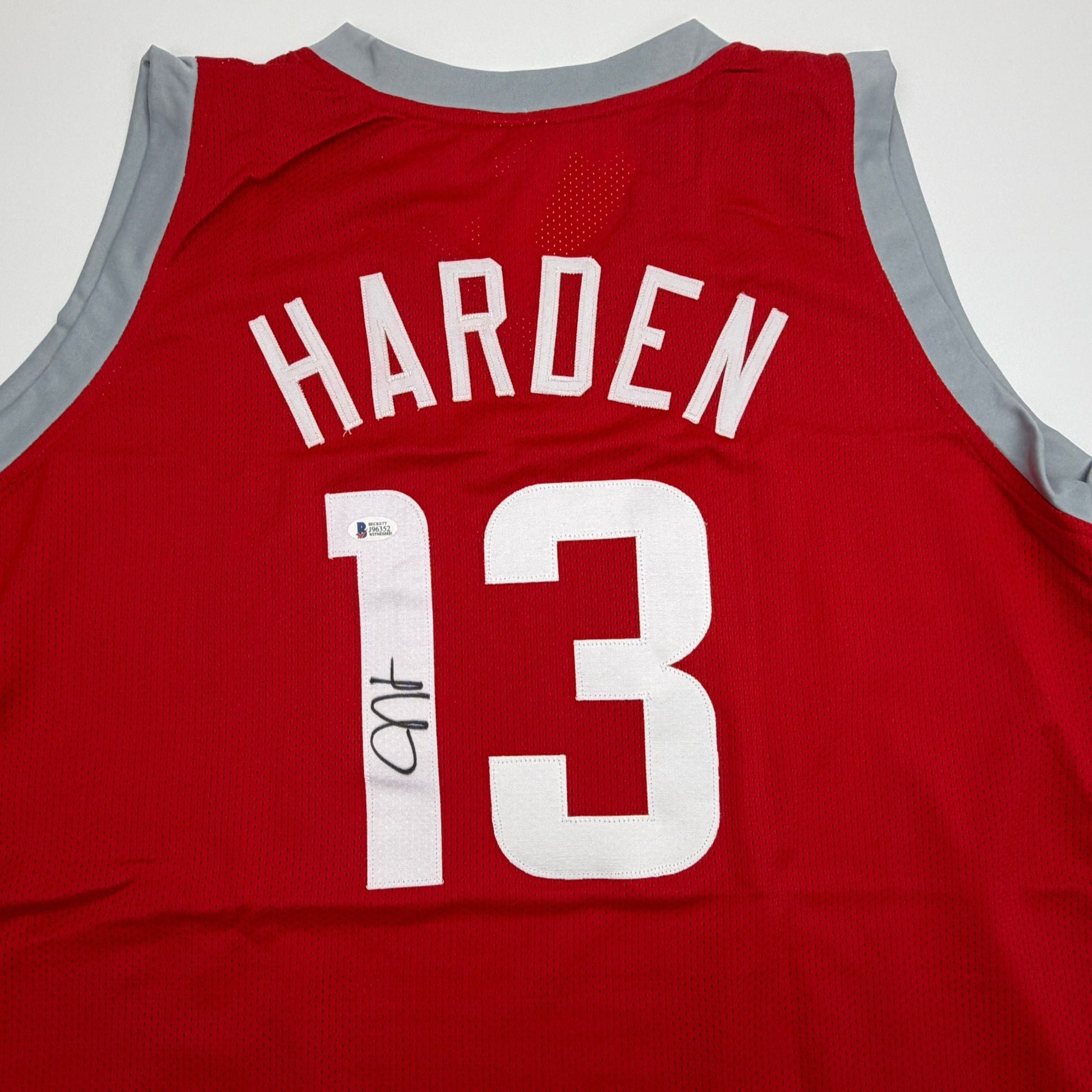 Autographed/Signed James Harden Houston Red Basketball Jersey Beckett BAS COA