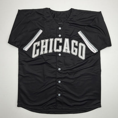 Autographed/Signed Sam Antonacci Chicago Black Baseball Jersey Beckett BAS COA