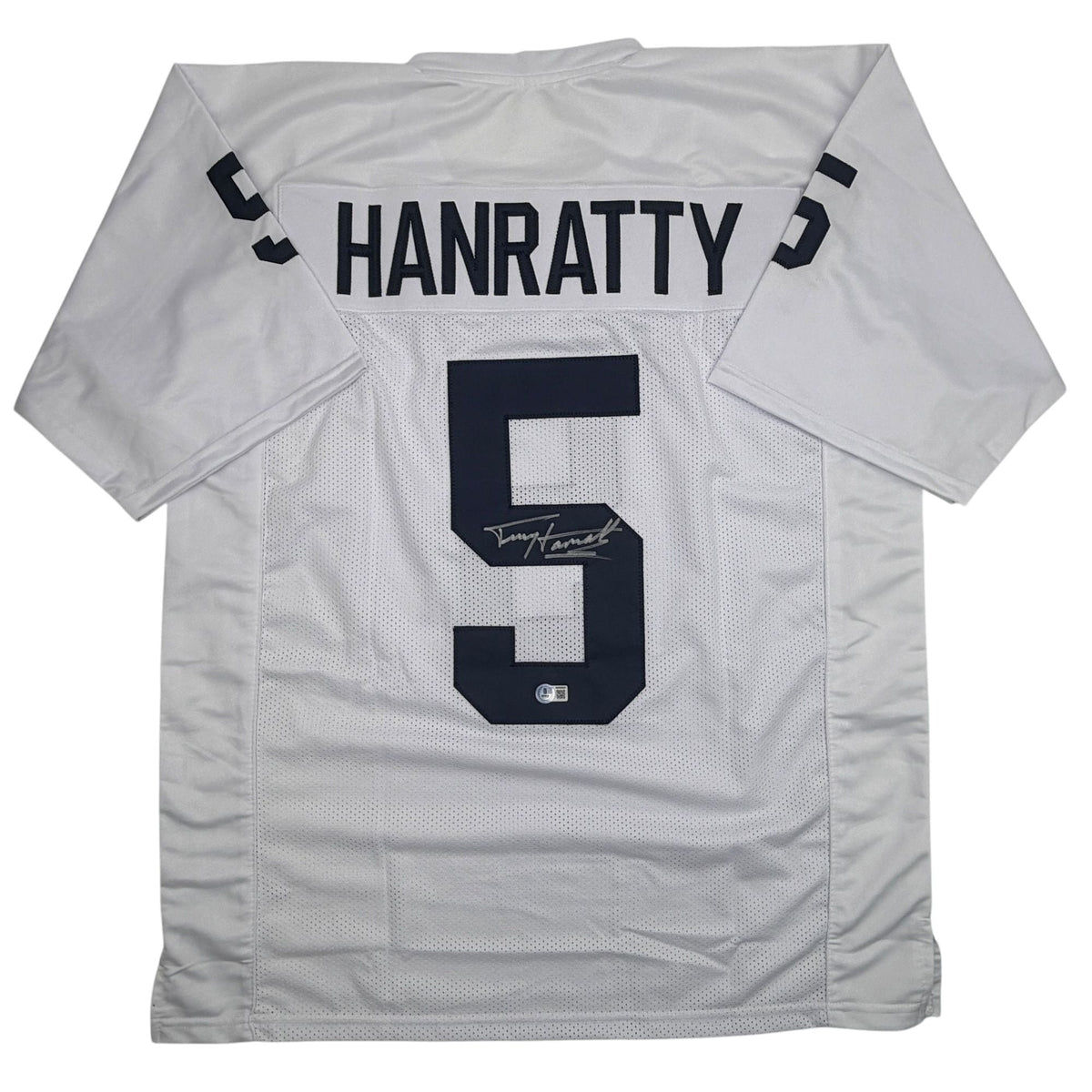 Autographed/Signed Terry Hanratty Notre Dame White College Football Jersey Beckett BAS COA