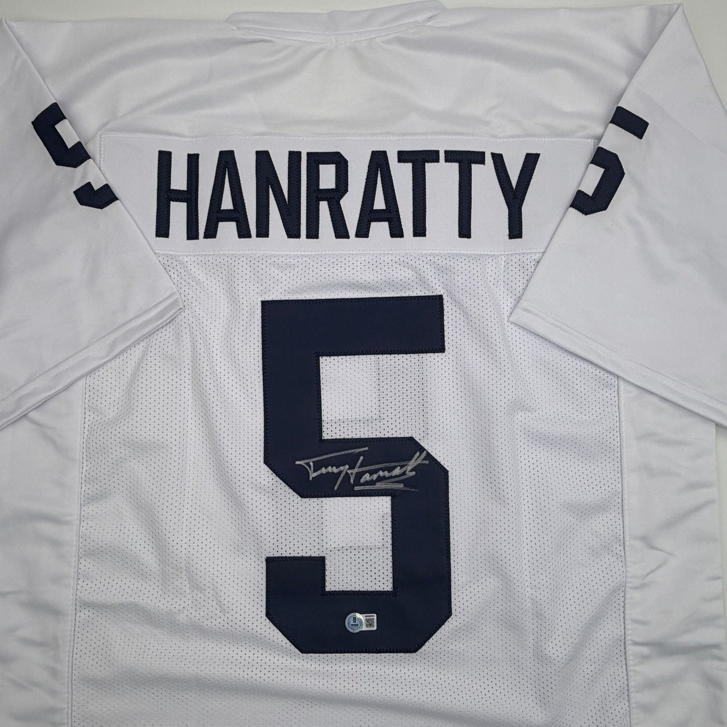 Autographed/Signed Terry Hanratty Notre Dame White College Football Jersey Beckett BAS COA