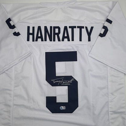Autographed/Signed Terry Hanratty Notre Dame White College Football Jersey Beckett BAS COA