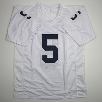 Autographed/Signed Terry Hanratty Notre Dame White College Football Jersey Beckett BAS COA