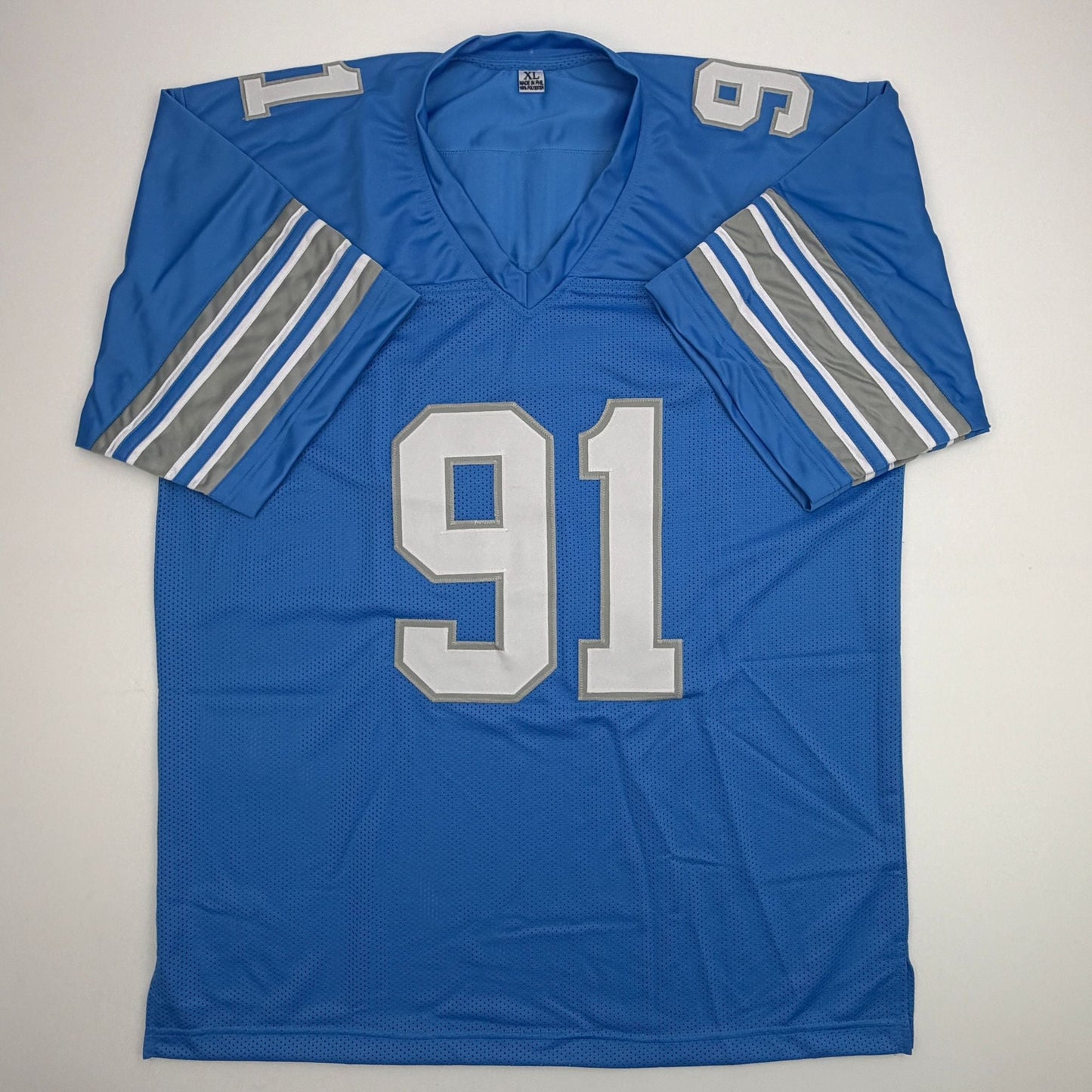 Autographed/Signed Robert Porcher Detroit Blue Football Jersey JSA COA