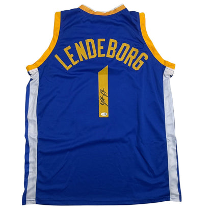 Autographed/Signed Yaxel Lendeborg Golden State Blue Basketball Jersey JSA COA