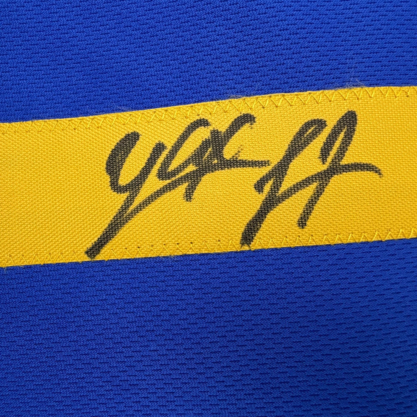 Autographed/Signed Yaxel Lendeborg Golden State Blue Basketball Jersey JSA COA