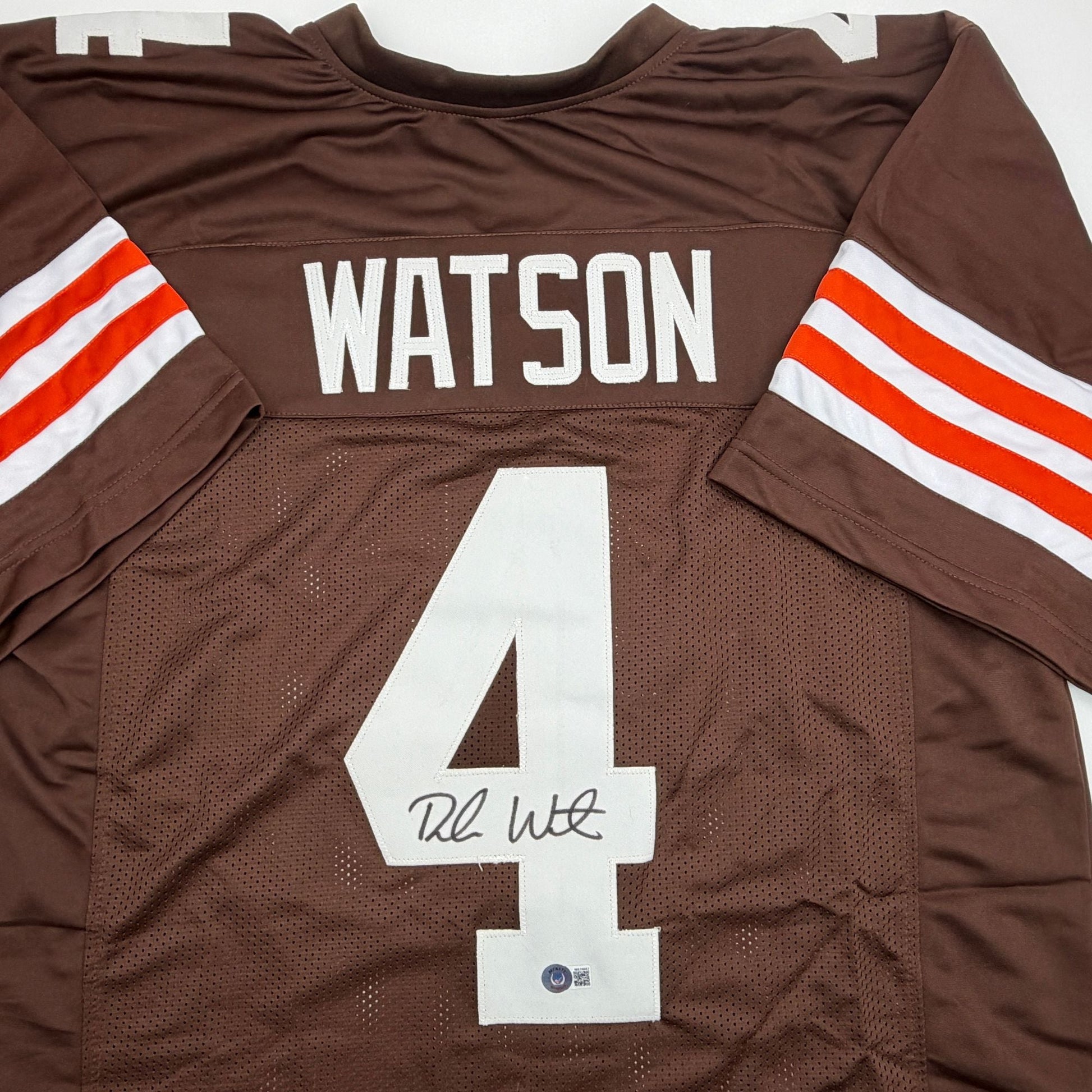 Autographed/Signed Deshaun Watson Cleveland Brown Football Jersey Beckett BAS COA