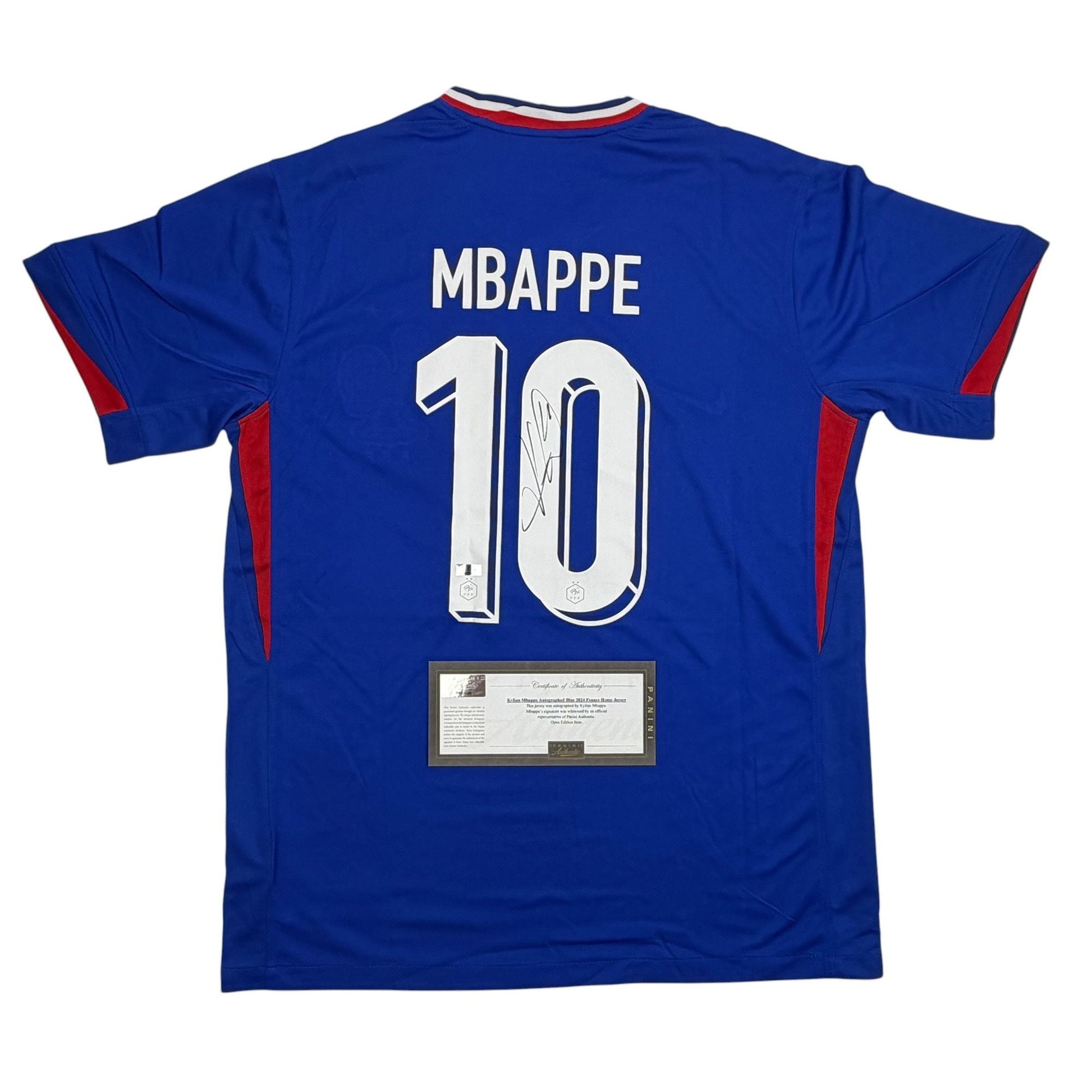 Autographed/Signed Kylian Mbappe France World Cup Blue Soccer Jersey Panini Authentic COA
