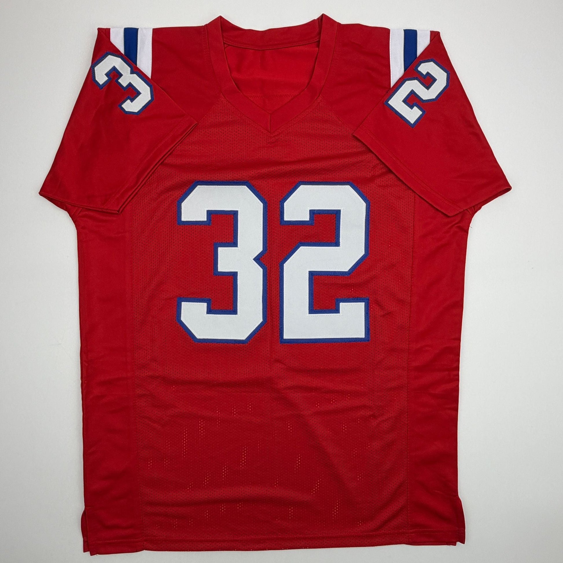 Autographed/Signed TreVeyon Henderson New England Red Football Jersey JSA COA
