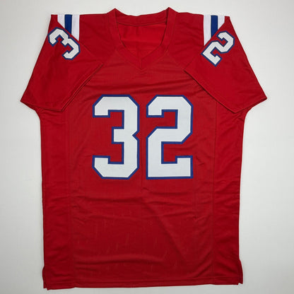 Autographed/Signed TreVeyon Henderson New England Red Football Jersey JSA COA