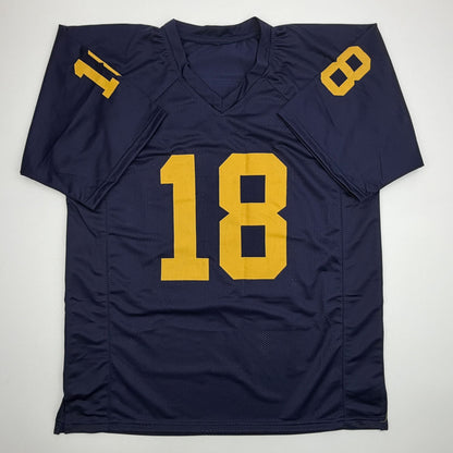 Autographed/Signed Colston Loveland Michigan Blue College Football Jersey JSA COA