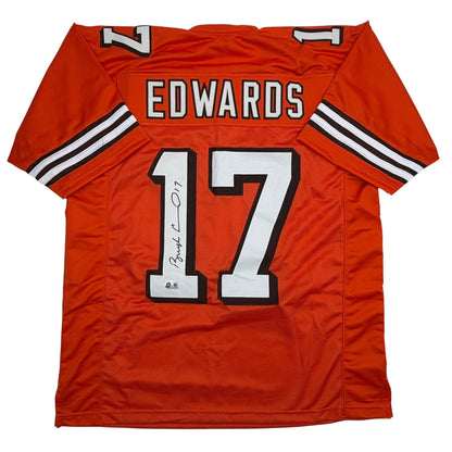 Autographed/Signed Braylon Edwards Cleveland Orange Football Jersey Beckett BAS COA