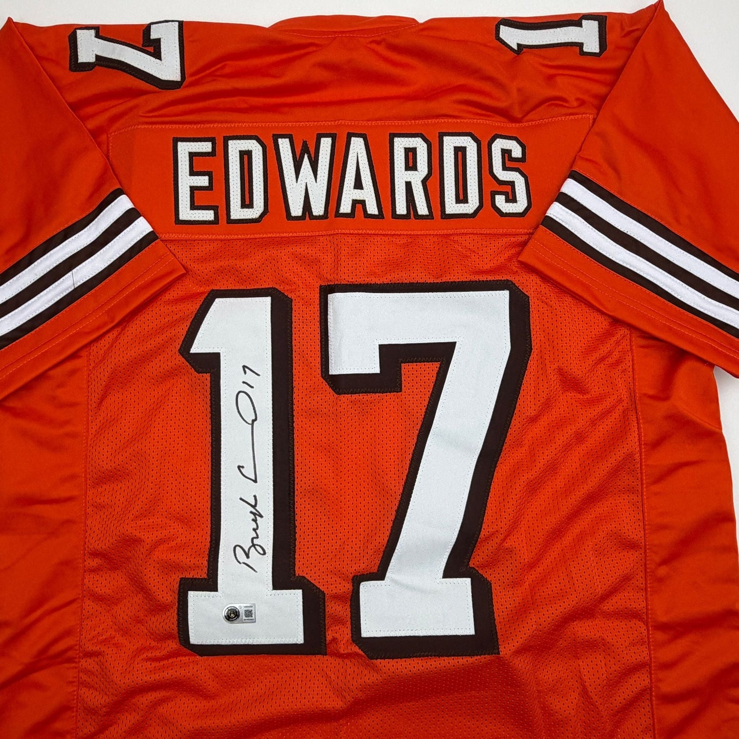 Autographed/Signed Braylon Edwards Cleveland Orange Football Jersey Beckett BAS COA