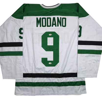 Autographed/Signed Mike Modano Dallas Modern White Hockey Jersey JSA COA