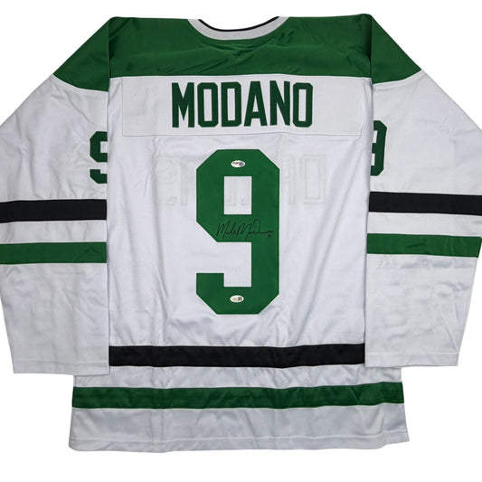 Autographed/Signed Mike Modano Dallas Modern White Hockey Jersey JSA COA