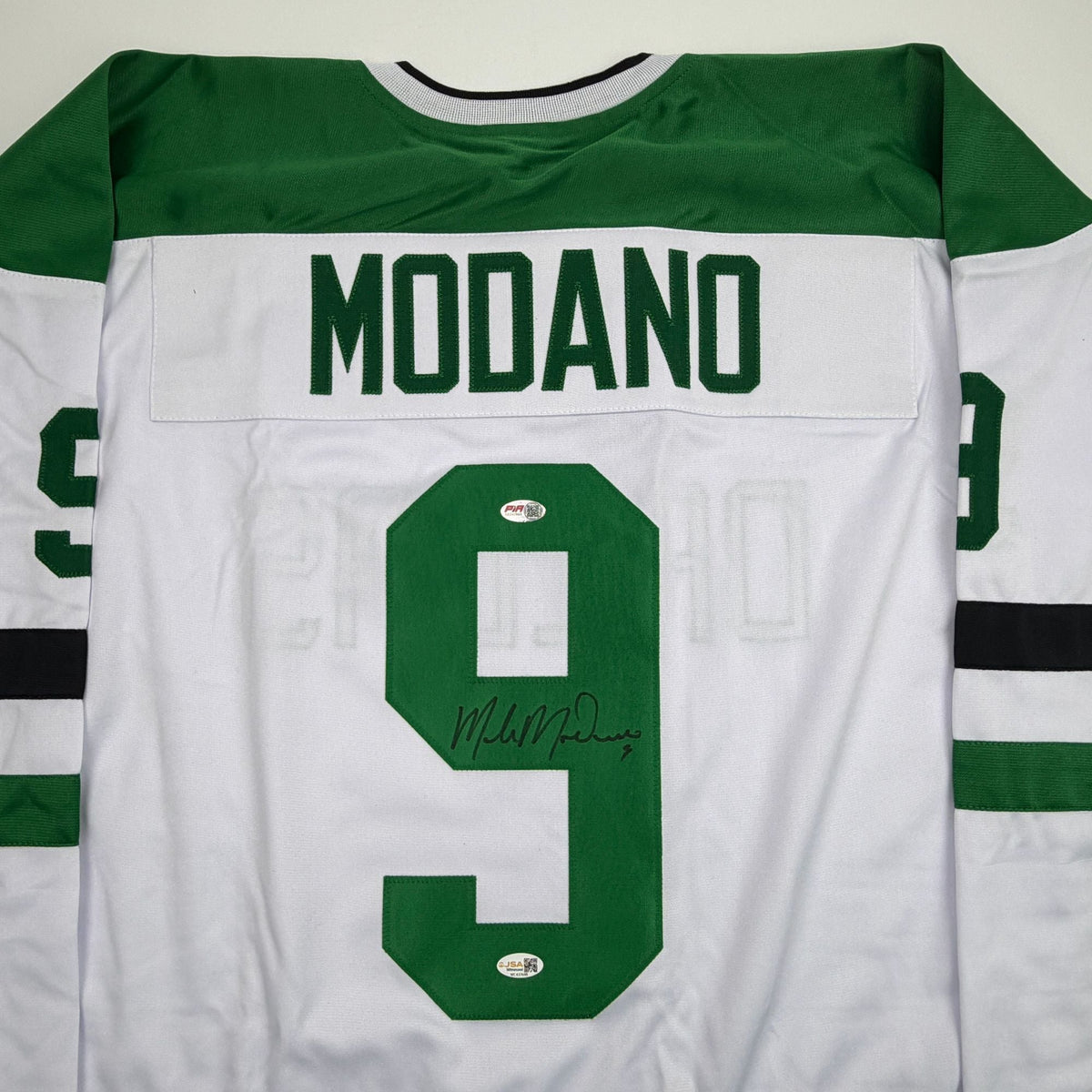Autographed/Signed Mike Modano Dallas Modern White Hockey Jersey JSA COA