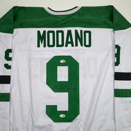 Autographed/Signed Mike Modano Dallas Modern White Hockey Jersey JSA COA