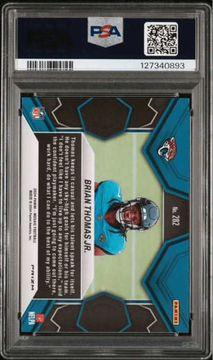 Graded 2024 Panini Mosaic Brian Thomas Jr #282 Reactive Yellow Rookie RC Football Card PSA 10 Gem Mint