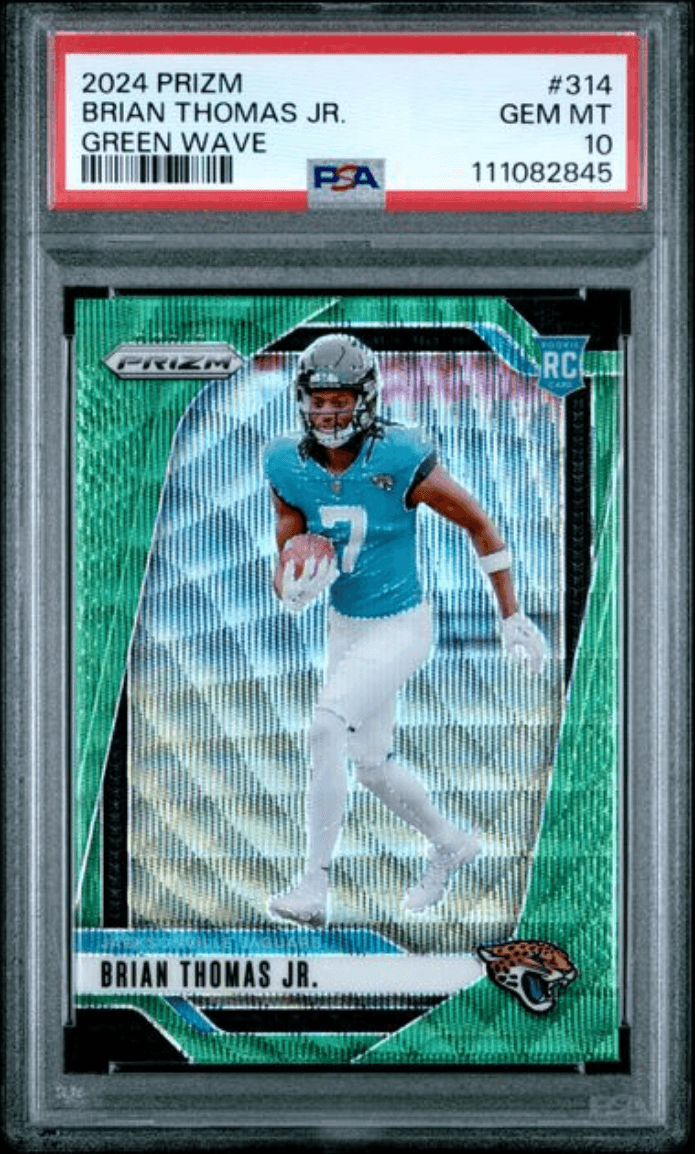 Graded 2024 Panini Prizm Brian Thomas Jr #314 Green Wave Rookie RC Football Card PSA 10 Gem Mint